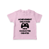 Achievement Unlocked New Character Created TShirt | Custom Baby TShirt for Milestones - BABY PINK - 0-5 Months Old (Chest 17")