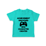 Achievement Unlocked New Character Created TShirt | Custom Baby TShirt for Milestones - TEAL - 0-5 Months Old (Chest 17")