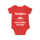 Player 3 Has Entered the Game Romper | Custom Baby Romper for the New Player - RED - New Born (Chest 14")