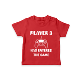 Player 3 Has Entered the Game TShirt | Custom Baby TShirt for the New Player - RED - 0-5 Months Old (Chest 17")