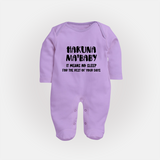 Hakuna Ma'baby Sleep Suit | Custom Baby Sleep Suit for a Worry-Free Little One - LILAC - New Born (Chest 7.5")