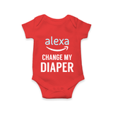 Alexa Change My Diaper Romper | Personalized Baby Romper for Tech-Savvy Parents - RED - New Born (Chest 14")
