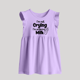 I'm Not Crying I'm Ordering Milk Baby Frock | Custom BabyFrock for Hungry Little Ones - LILAC - 0 - 3 Months Old (Chest 17")