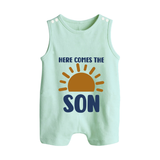 Here Comes the Son Romper Suit | Custom Baby Romper Suit for Your Little Sunbeam - MINT GREEN - 0 - 5 Months Old (Chest 18")