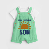 Here Comes the Son Dungaree | Custom Baby Dungaree for Your Little Sunbeam - GREEN - 0 - 5 Months Old (Chest 18")
