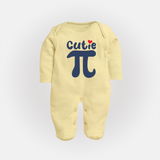 Cutie Pie Sleep Suit | Custom Baby Sleep Suit for Your Little Cutie - PASTEL YELLOW - New Born (Chest 7.5")