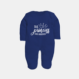 The Princess Has Arrived Sleep Suit | Custom Baby Sleep Suit for Your Little Princess - NAVY BLUE - New Born (Chest 7.5")