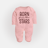 Born From the Stars Sleep Suit | Custom Baby Sleep Suit for Your Little Miracle - BABY PINK - New Born (Chest 7.5")