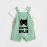 I'm Up All Night Dungaree | Personalized Baby Dungaree for Night Owls - MINT GREEN - 0 - 5 Months Old (Chest 18")