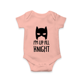 I’m Up All Night Romper | Personalized Baby Romper for Night Owls - PEACH - New Born (Chest 14")