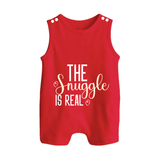 The Snuggle Is Real Romper Suit | Personalized Baby Romper Suit for Snuggle Time - RED - 0 - 5 Months Old (Chest 18")