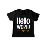 Hello World TShirt | Custom Baby TShirt for the Newborn - BLACK - 0-5 Months Old (Chest 17")