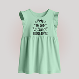 Party My Crib 2AM Bring a Bottle Baby Frock | Custom BabyFrock for Midnight Celebrations - MINT GREEN - 0 - 3 Months Old (Chest 17")