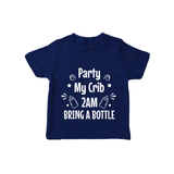 Party My Crib 2AM Bring a Bottle TShirt | Custom Baby TShirt for Midnight Celebrations - NAVY BLUE - 0-5 Months Old (Chest 17")