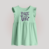 Made With Love Baby Frock | Personalized BabyFrock for Your Little One - MINT GREEN - 0 - 3 Months Old (Chest 17")