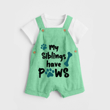My Siblings Have Paws Dungaree | Custom Baby Dungaree for Animal-Loving Families - GREEN - 0 - 5 Months Old (Chest 18")