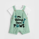 My Siblings Have Paws Dungaree | Custom Baby Dungaree for Animal-Loving Families - MINT GREEN - 0 - 5 Months Old (Chest 18")