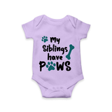 My Siblings Have Paws Romper | Custom Baby Romper for Animal-Loving Families - LILAC - New Born (Chest 14")