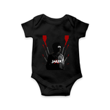 Jailer Silhouette Print Baby Romper - BLACK - New Born (Chest 14")