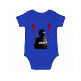 Jailer Silhouette Print Baby Romper - COBALT BLUE - New Born (Chest 14")