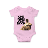 One Sun One Moon Print Baby Romper - BABY PINK - New Born (Chest 14")