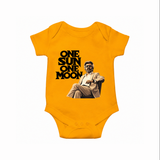 One Sun One Moon Print Baby Romper - CHROME YELLOW - New Born (Chest 14")