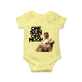 One Sun One Moon Print Baby Romper - PASTEL YELLOW - New Born (Chest 14")