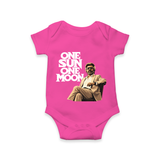 One Sun One Moon Print Baby Romper - HOT PINK - New Born (Chest 14")
