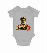 Jailer 2 Action Print Baby Romper - GREY - New Born (Chest 14")