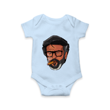 Rajini Face Art Print Baby Romper - BABY BLUE - New Born (Chest 14")