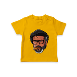 Rajini Face Art Print Baby T-Shirt - CHROME YELLOW - 0-5 Months Old (Chest 17")