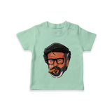 Rajini Face Art Print Baby T-Shirt - MINT GREEN - 0-5 Months Old (Chest 17")