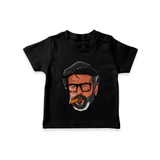Rajini Face Art Print Baby T-Shirt - BLACK - 0-5 Months Old (Chest 17")