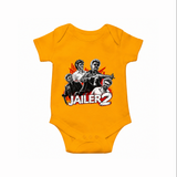 Jailer 2 Character Print Baby Romper - CHROME YELLOW - New Born (Chest 14")