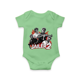 Jailer 2 Character Print Baby Romper - GREEN - New Born (Chest 14")
