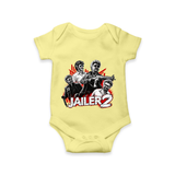 Jailer 2 Character Print Baby Romper - PASTEL YELLOW - New Born (Chest 14")