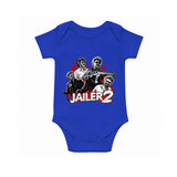 Jailer 2 Character Print Baby Romper - COBALT BLUE - New Born (Chest 14")
