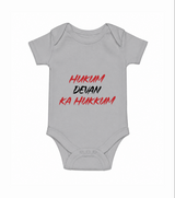 Hukum Quote Print Baby Romper - GREY - New Born (Chest 14")