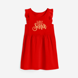 Little Sister Frock | Personalized Frock for Your Little Sister - RED - 1 - 2 Years Old (Chest 22" , Full Length 22")