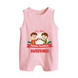 Baby’s First Rakhi Celebration Button Romper - BABY PINK - New Born (Chest 18")