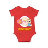 First Raksha Bandhan Baby Romper - RED - New Born (Chest 14")