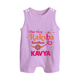 Baby First Rakhi Button Romper - LILAC - New Born (Chest 18")