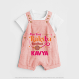 Baby First Rakhi Dungaree - PEACH - 0 - 5 Months Old (Chest 18")