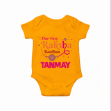 Baby First Rakhi Romper - CHROME YELLOW - New Born (Chest 14")