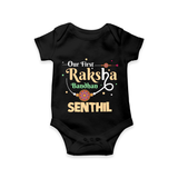 Baby First Rakhi Romper - BLACK - New Born (Chest 14")