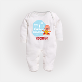 My First Raksha Bandhan Infant Fullbody Suit - WHITE - New Born (Chest 7.5")