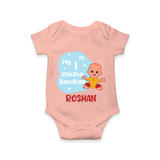 My First Raksha Bandhan Infant Romper - PEACH - New Born (Chest 14")