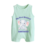 My First Bhai Dooj Baby Button Romper - MINT GREEN - New Born (Chest 18")