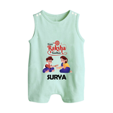 Happy Rakhi Rompersuit / Sleeveless Romper | Celebrate with Custom Babywear - MINT GREEN - 0 - 5 Months Old (Chest 18")