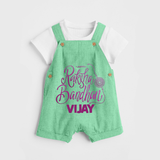 Newborn Dungaree Set | Celebrate Raksha Bandhan with Happy Rakhi Print - GREEN - 0 - 5 Months Old (Chest 18")